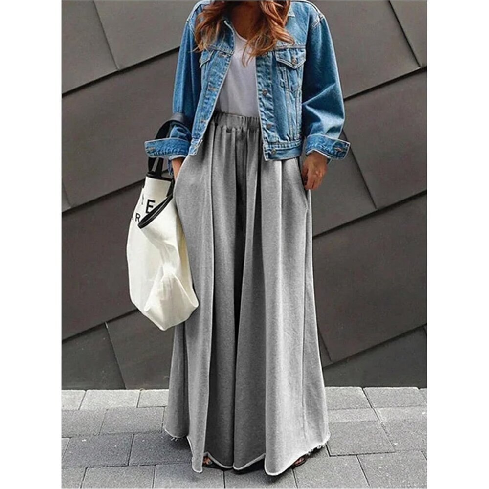 Women's Wide Leg Sweatpants High Waist Flowy Palazzo Lounge Pants - Picture 4 of 4